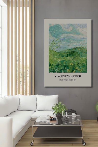 Teona Ahşap Vincent Van Gogh, câmp de grâu verde, pictură decorativă din lemn MDF, pictură dreptunghiulară