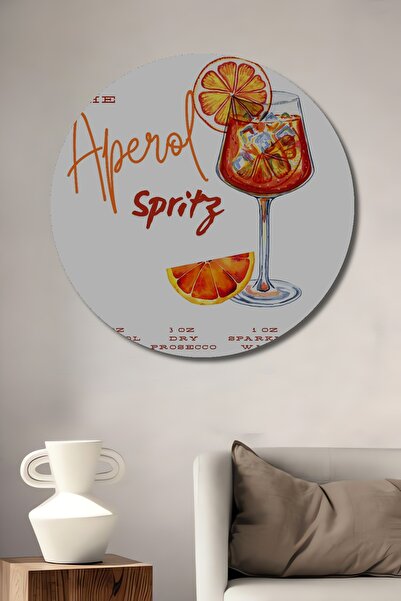 Teona Ahşap Aperol Spritz Dekoratif Ahşap MDF Ev/İşyeri Duvar Tablo Yuvarlak ...