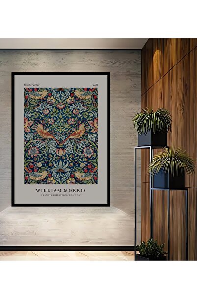 Teona Ahşap Çerçeve Görünümlü William Morris Kuş Desenli Dekoratif Ahşap MDF ...