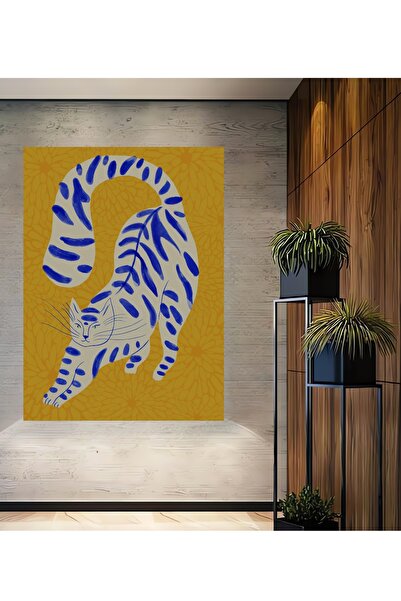 Teona Ahşap Albastru cu model pisică Pictură decorativă din lemn MDF pentru p...