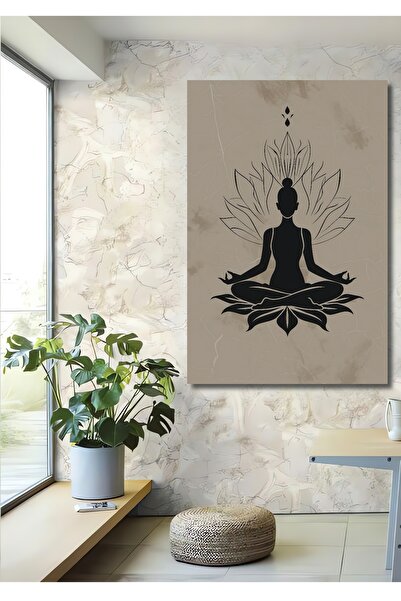 Teona Ahşap Yoga Meditasyon Ahşap MDF Dekoratif Ev/İşyeri Duvar Tablo Dikdört...