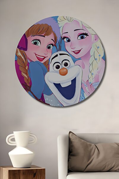 Teona Ahşap Frozen Frozen Elsa Anna Olaf Pictură decorativă din lemn MDF Pictură rotundă
