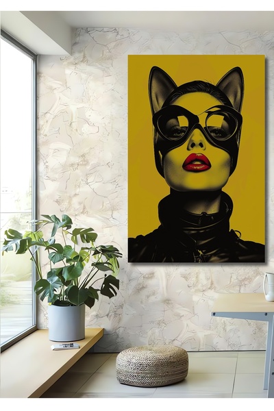 Teona Ahşap pisică Pictură decorativă Pop Art din lemn MDF pentru perete, dre...