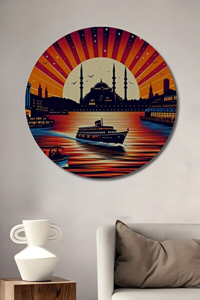 Teona Ahşap Istanbul Sunset Ξύλινο MDF Διακοσμητικό Πίνακας Τοίχου για Σπίτι/...
