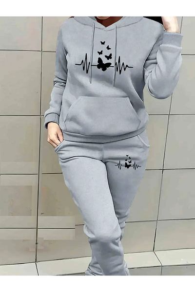 YUVEST BLACKROCK Heart Rhytym - Σετ φούτερ και παντελόνι με κουκούλα Love Printed
