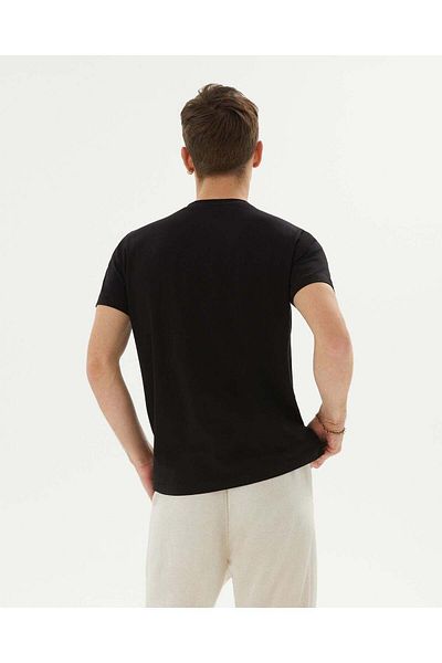 Ayma Active Ανδρικό μπλουζάκι Crew Neck Μαύρο Βιολογικό Βαμβάκι Basic - Κοντό μανίκι