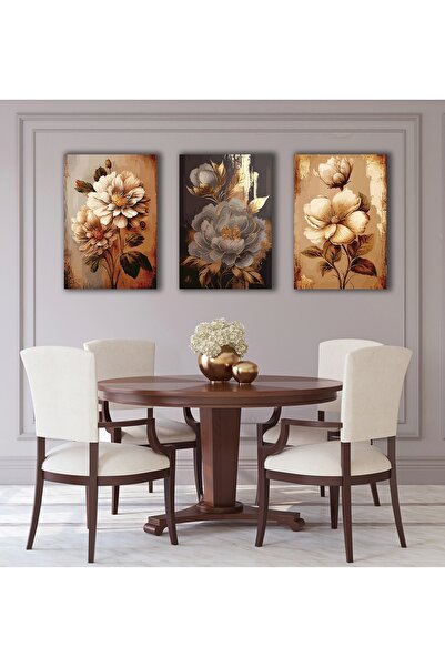 bestablo 3 bucăți de flori decorative pictate pe pânză