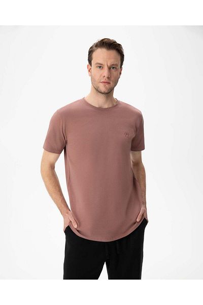 Ayma Active Ανδρικό μπλουζάκι Dusty Rose από οργανικό βαμβάκι με κοντό μανίκι Crew λαιμόκοψη Basic