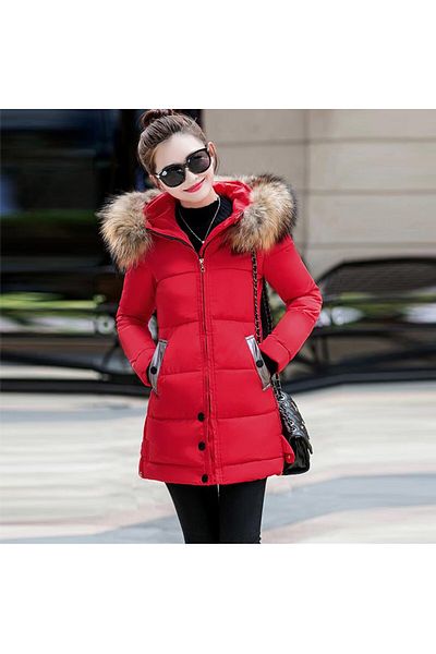 Barbora Winter Fur Collar Medium Length Inflatable Women's Coat