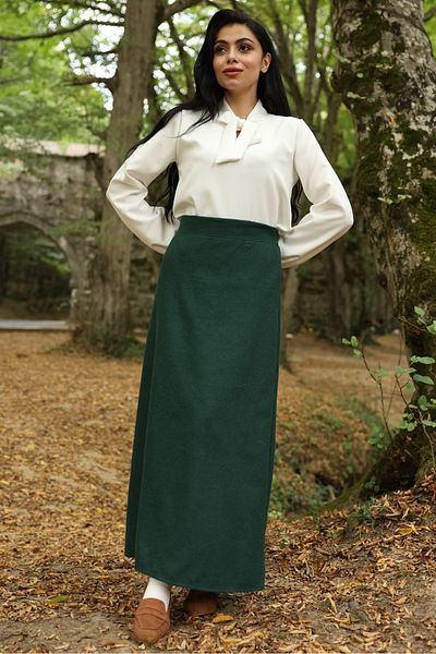 KÜÇÜĞÜM BUTİK EMERAL GREEN LONG BUCKET SKIRT