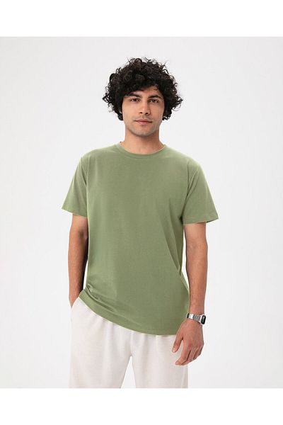 Ayma Active Men's Green Organic Cotton Crew Neck Short Sleeve T-Shirt