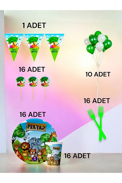 VibeHome Safari Themed m Pack for 16 - Birthday Party and Fun Events