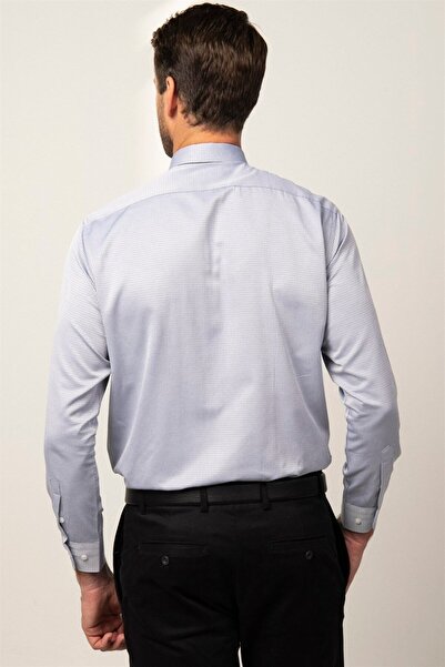 Tudors Erkek Regular Fit Klasik Kesim Pamuklu Kolay Ütü Armürlü Gri Gömlek