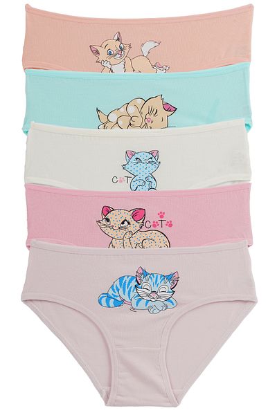 Nicoletta Lycra-bedruckte Mädchenhöschen – 5er-Pack MIXCOLOR