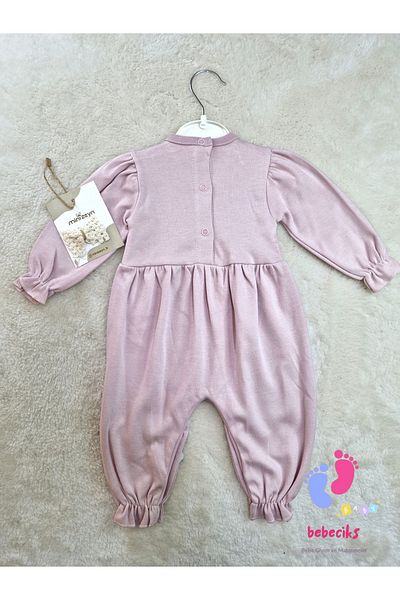 MİNİZEYN TEKSTİL Lace Detailed Buckle Baby Girl's Jumpsuit