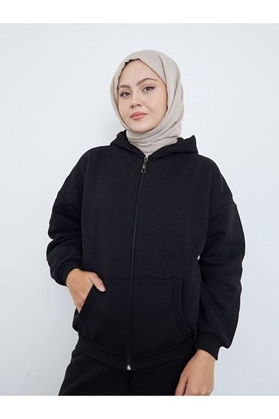 Boi Γυναικείο φούτερ Hijab Clothing - Μαύρο, Κόκκινο, Γκρι, Πράσινο Φούτερ με τσέπη με κουκούλα 3 κλωστών