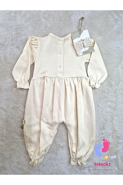 MİNİZEYN TEKSTİL Lace Detailed Buckle Baby Girl's Jumpsuit