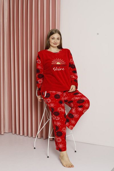 dealp Women's Winter Plus Size Fleece Plush Pajamas Set