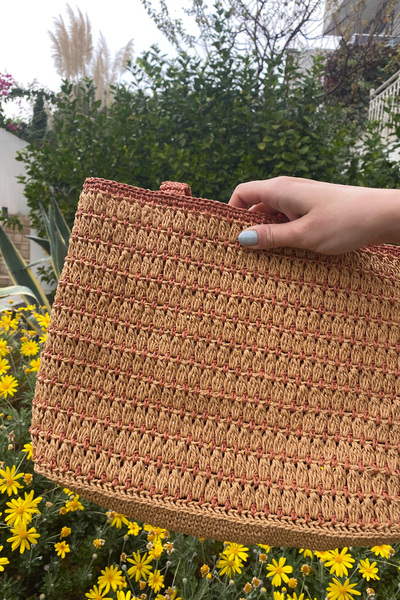 Mila Tile-Beige Straw Paper Rope Bag