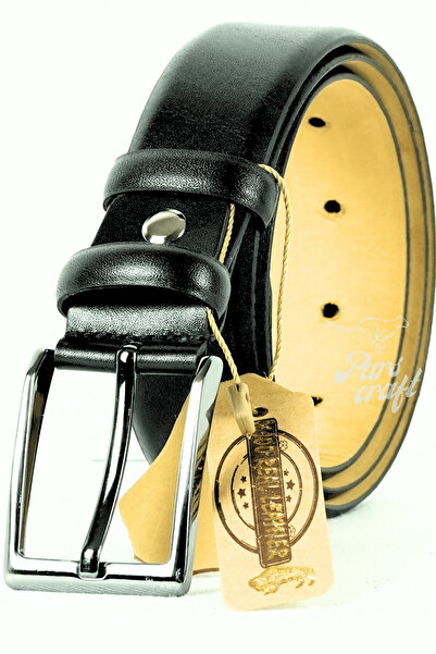 Parscraft Γνήσια ανδρική δερμάτινη ζώνη 3,5 εκ. Μαύρη κλασική υφασμάτινη ζώνη...