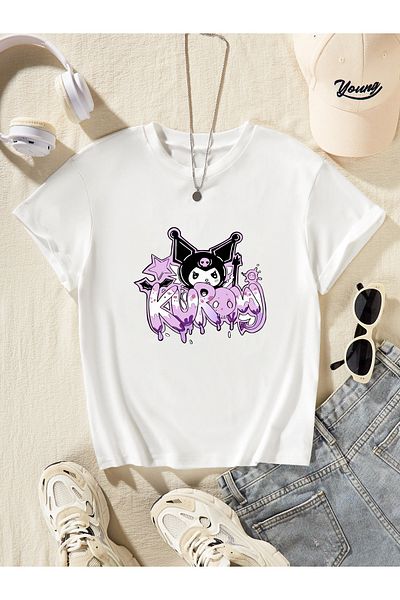 Let's Wear Μπλουζάκι για κορίτσια με στάμπα Kuromi με λαιμόκοψη