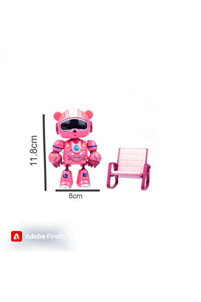 Boratila Toys Akıllı Dokunmatik Değişebilen Işıklı Ayı Sesli Alarm Özellikli Uyku Arkadaşı Metal Saat Robot PEMBE