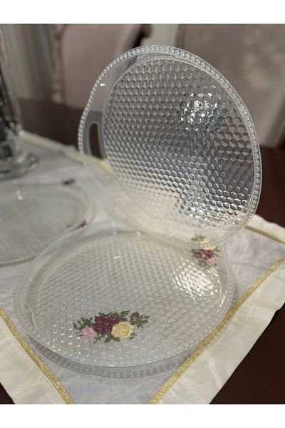 Minty Life 3Pcs Monocrystalline Gold Silvery Party Christmas Presentation Tray (Round)