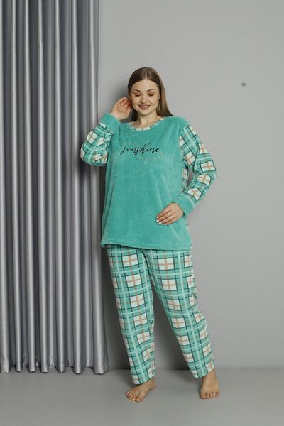 dealp Women's Winter Plus Size Fleece Plush Pajamas Set