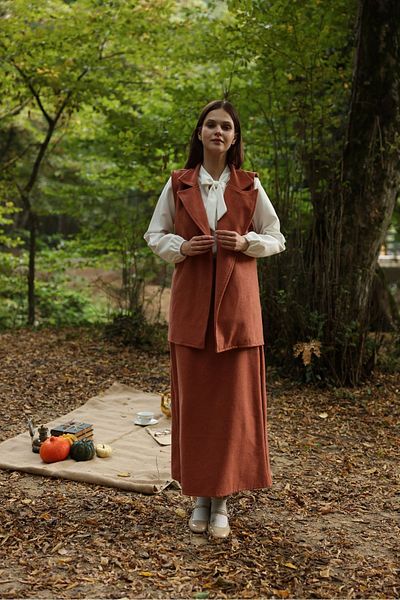 KÜÇÜĞÜM BUTİK Salmon Long Stamp Skirt