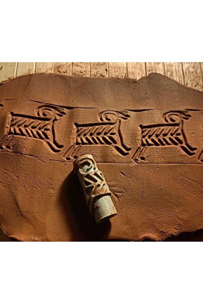 Enbceramic GEYİK  5 CM ANTİK SİLİNDİR MÜHÜR MERDANE DESEN DOKU OKLAVASI SERAM...