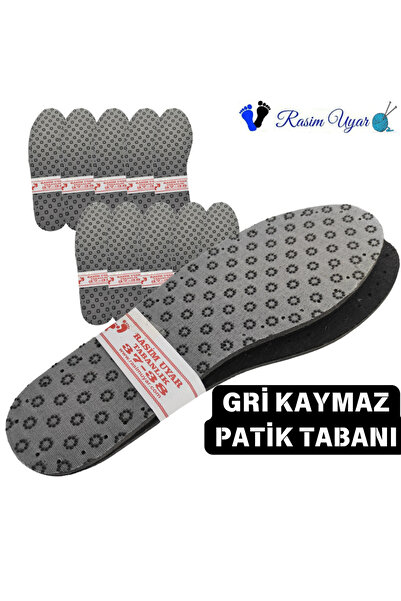Rasim Uyar 10 ÇİFT GRİ KAYMAZ KUMAŞLI PATİK TABANI (ÜÇ KATMANLI İÇİ KEÇELİ)