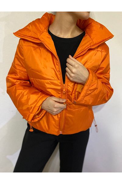 Chip Pepper Coat with Pocket Zipper Stopper Detail Wide Collar Short Coat