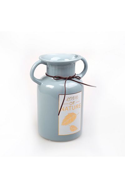 Vitale Natural Blue Plain Ceramic Decor Vase 22cm