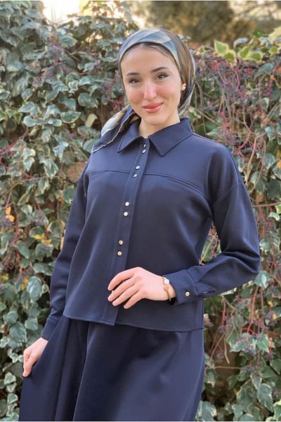 Moda Rosa 25K2254 - Dark Blue - Skirt-Jacket Scuba Suit