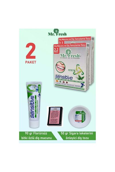 Mr.Fresh Plant Extract Toothpaste and Tooth Cleaning Powder X 2 Pack 2 in 1 & Hmd Activated Carbon Soap