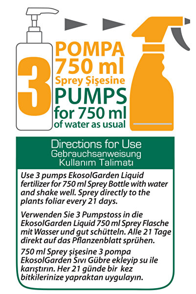 EkosolFarm Sıvı Solucan Gübresi 500 ml Tüm Bitkilerinize Organik Sıvı Gübre Pompa Kapak Sprey Şişesi Hediyeli