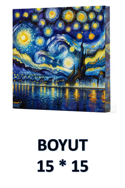 Dokuz Yayınları VIVAGO ART VAN GOGH NOAPTE STELATĂ CĂRȚI FĂRĂ DUCĂ 15 x 15 CM CU PĂLĂRIE COD 7