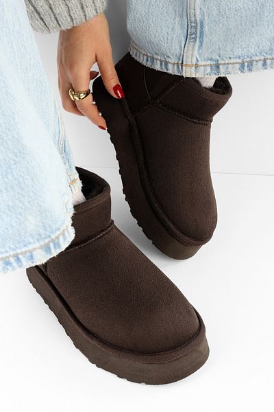 Shoeberry Women's.ys Bitter Brown Furry Short Wildlederstiefel