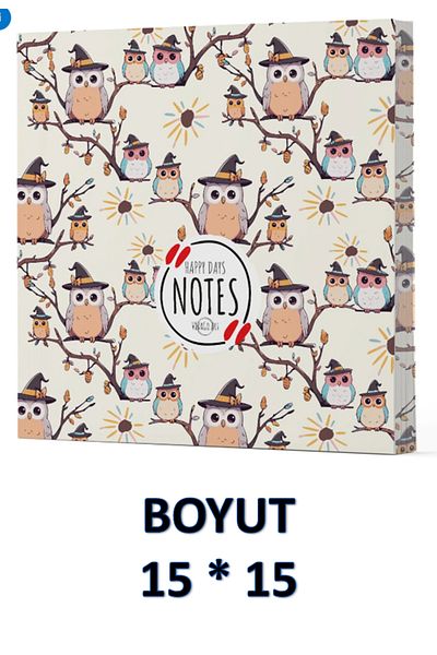 Dokuz Yayınları Caiet VIVAGO ART OWL FĂRĂ DUCĂ 15 x 15 CM CU PĂLĂRIE CADOU COD 7