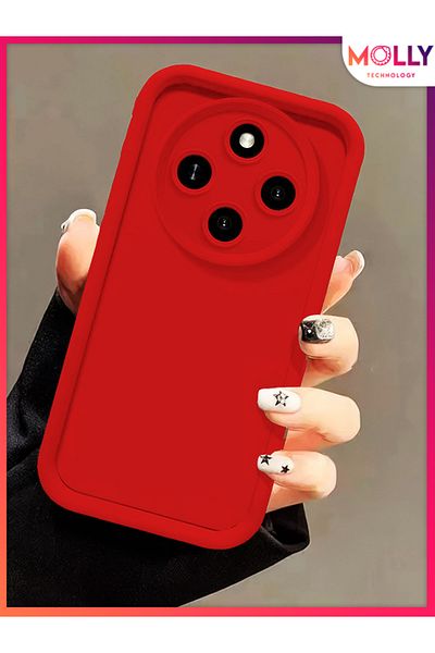 Molly حافظة سيليكون سميكة بحواف حمراء قرمزية لهاتف Xiaomi Redmi 14C