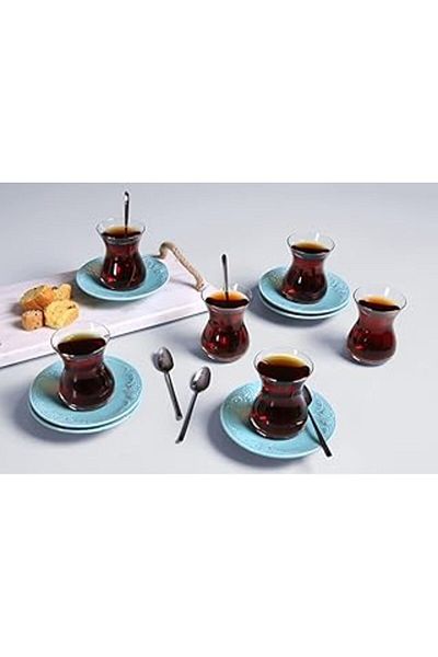SH TICARET Trndx Suzanne Seasons Turquoise 6-Person Tea Set Modatrendyx 985310