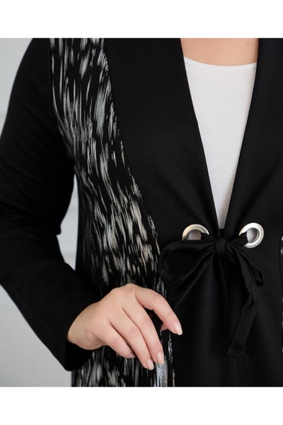 Te&Te Women's Plus Size Print Crystal Fabric Cardigan