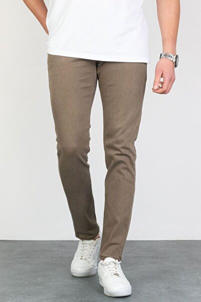 HLT JEANS Ανδρικό τζιν τζιν με λεπτή εφαρμογή Lycra Flexible - Light Camel HLTHE 001984