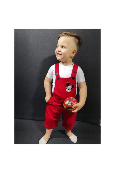 modavals GABARDİN KARDEŞ KOMBİN MICKEY TULUM & TSHIRT KOMBİN - KIRMIZI