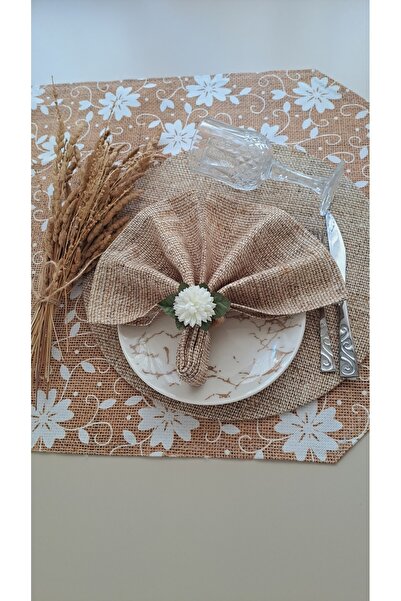 Genel Markalar 6'lı Beyaz Çiçek Peçete Halkası, Peçete Yüzüğü Yemek Masası Süsü