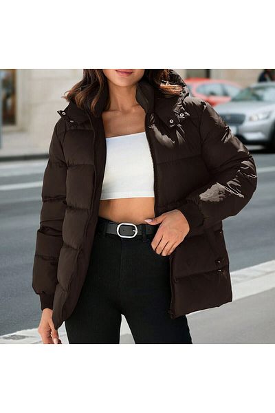 ÖNDER MODA Водоустойчиво и ветроустойчиво зимно пухено палто в цвят кафе - 137