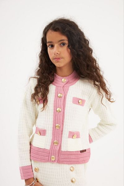 Hilal Akıncı Kids Markasensinkids Gold Buttoned Skirt Pocket Style Design Knitwear Set