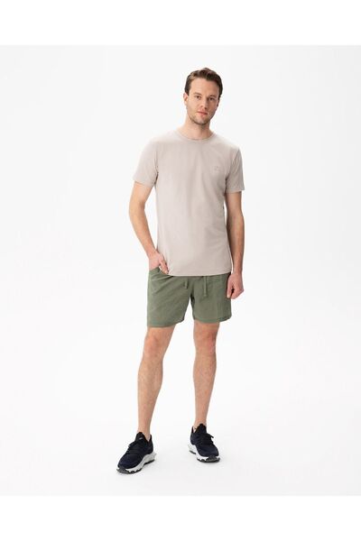 Ayma Active Khaki Men's Pocketed Lace-Up Modal Shorts