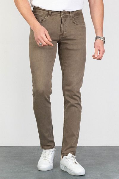 HLT JEANS Ανδρικό τζιν τζιν με λεπτή εφαρμογή Lycra Flexible - Light Camel HLTHE 001984