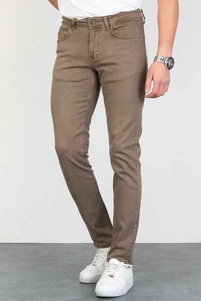 HLT JEANS Ανδρικό τζιν τζιν με λεπτή εφαρμογή Lycra Flexible - Light Camel HLTHE 001984